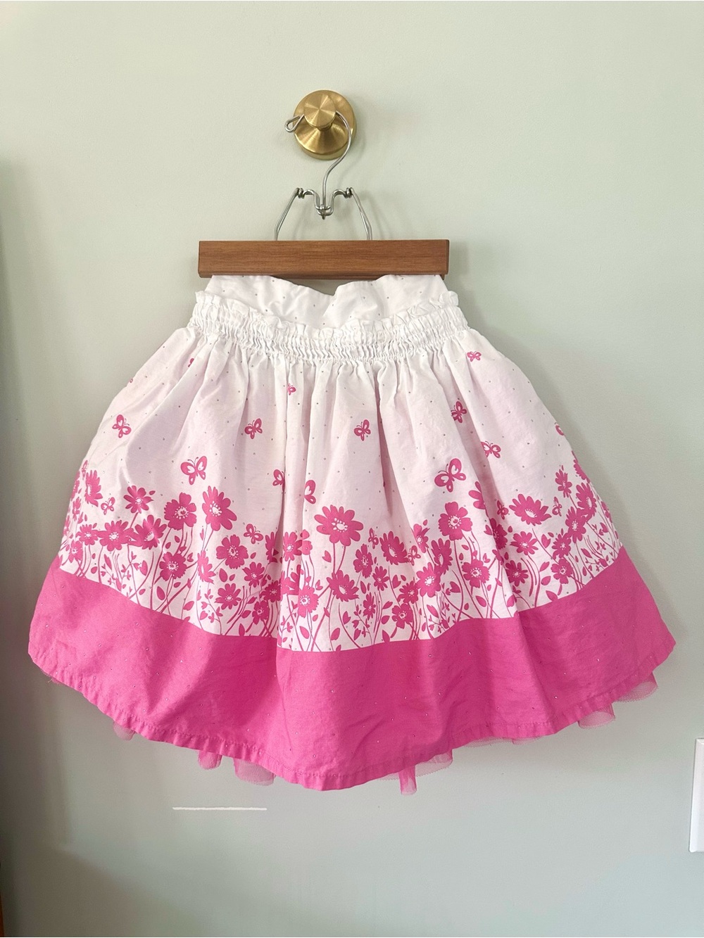 Girls Size 6 Pink Floral Twirl Skirt with Tulle Overlay | Children’s Place